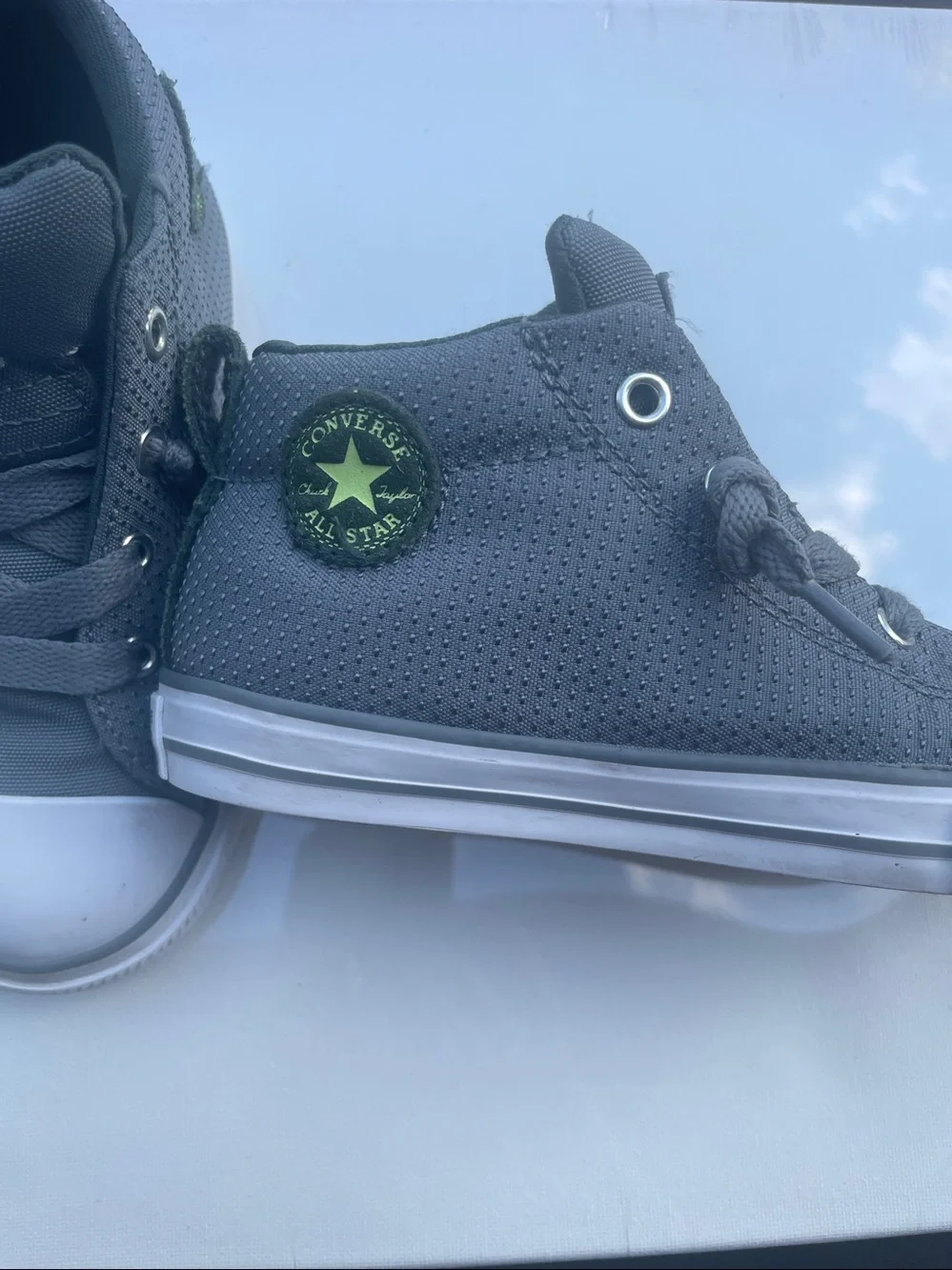 Converse Kids Gray High-Top Sneakers with Green Logo Accent